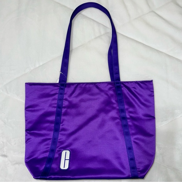 Clinique purple tote bag cosmetic makeup pouch with samples set - Picture 3 of 7